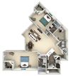 Monarch Kensington Place 2 bedrooms 2 baths furnished floor plan apartment A Monarch Kensington Place 2 bedrooms 2 baths furnished floor plan apartment A at Kensington Place, Woodbridge, Virginia
